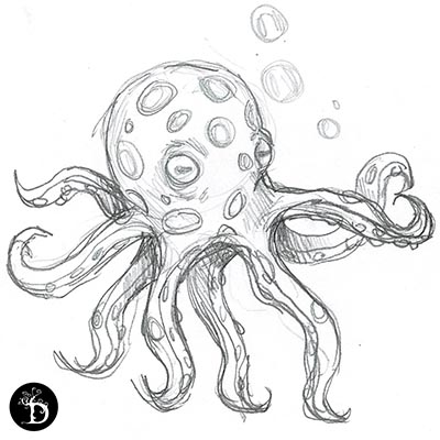 série fonds marins premier poulpe déployé création traditionnelle draculyre illustratrice