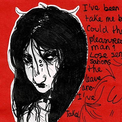 détail tete disorder joy division création traditionnelle draculyre illustratrice