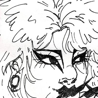 détail visage disorder joy division création traditionnelle draculyre illustratrice