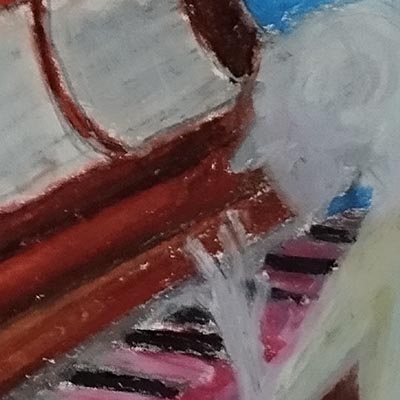 détail fantôme au piano création traditionnelle draculyre illustratrice