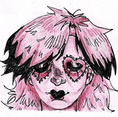 détail masque création traditionnelle draculyre illustratrice